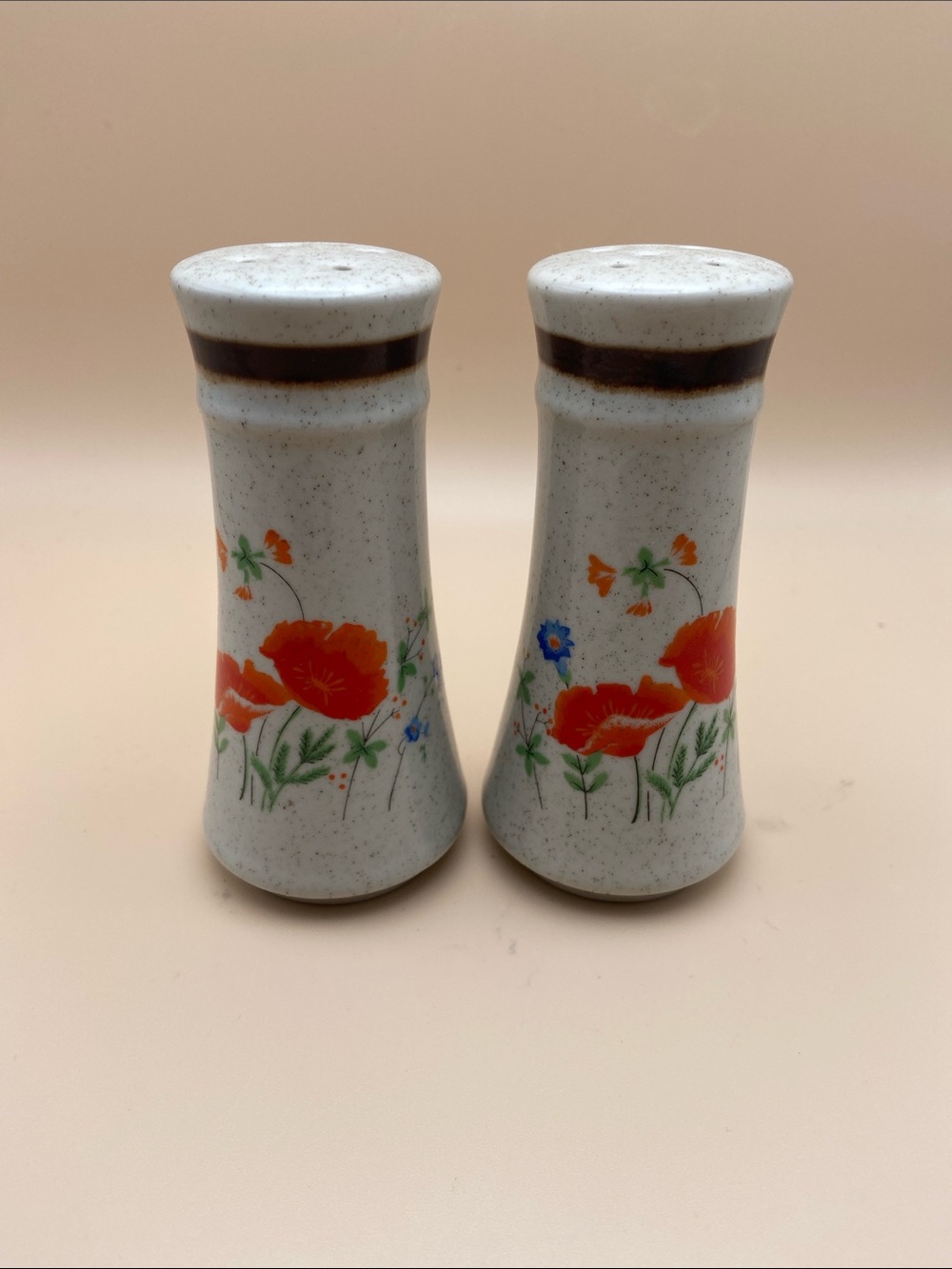 Haniwa Stoneware Maywood Flowers of Summer Salt and Pepper Shakers